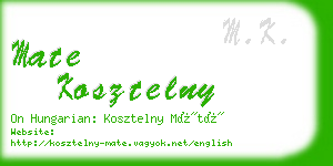 mate kosztelny business card